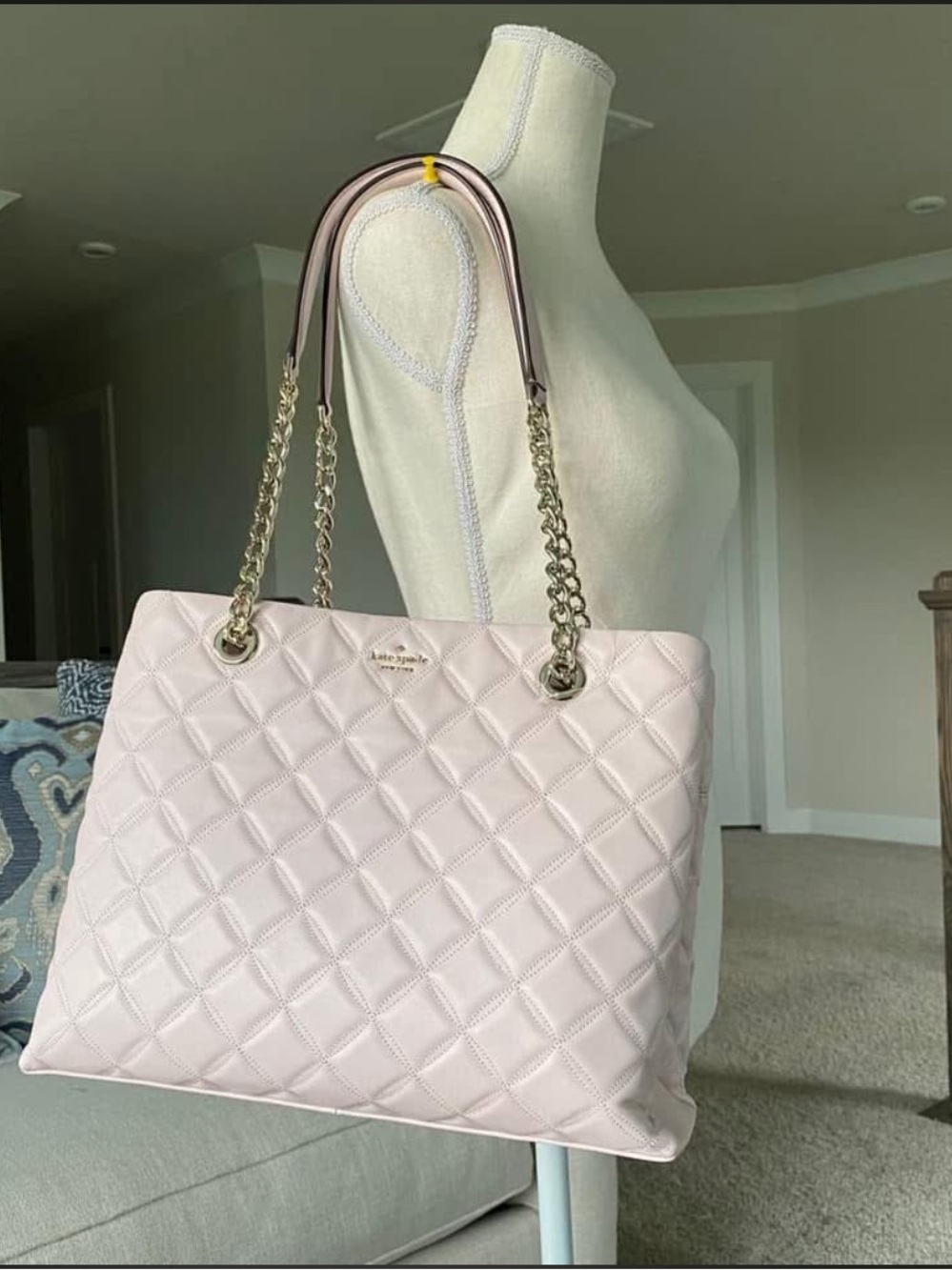 kate spade Natalia Blush Pink Quilted Pale Pink Chain-Handle Tote